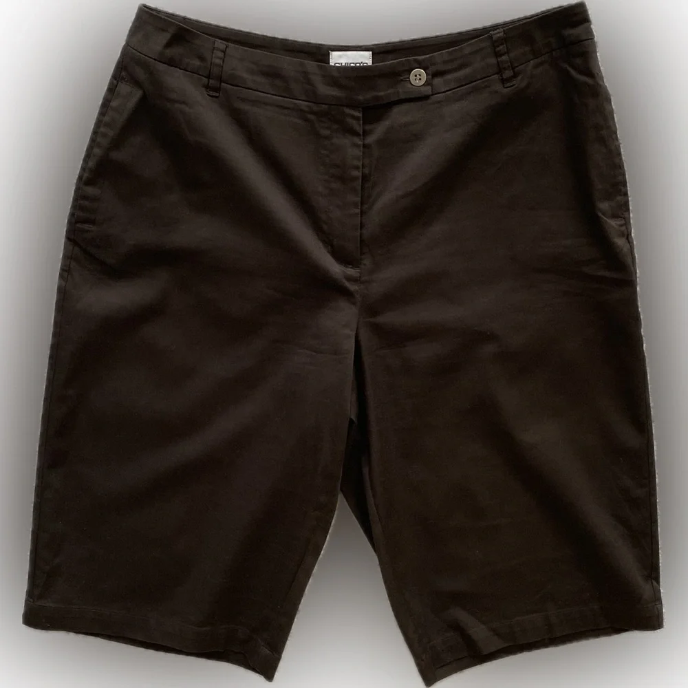 Chico's Brown Bermuda Shorts Tailored Flat-Front Design